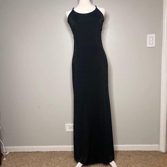 Women's Medium Long Black Dress Party Event Stretchy Goth Witchcore Gala Gown - Picture 1 of 6